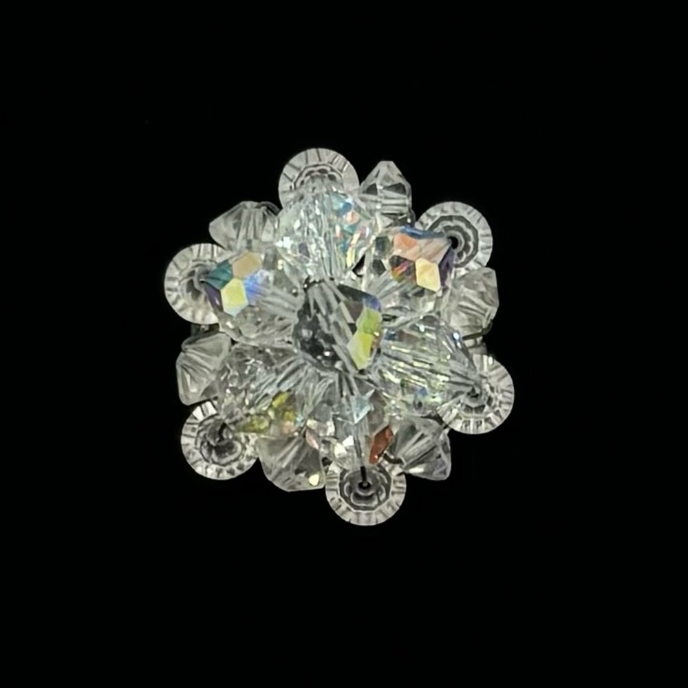 VINTAGE Aurora Borealis Crystal Beaded Button Cover
